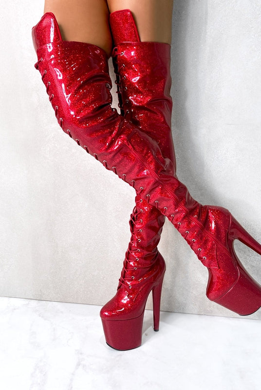 Hella Heels The Glitterati Thigh High 8inch Boots - Kansass-Hella Heels-Pole Junkie