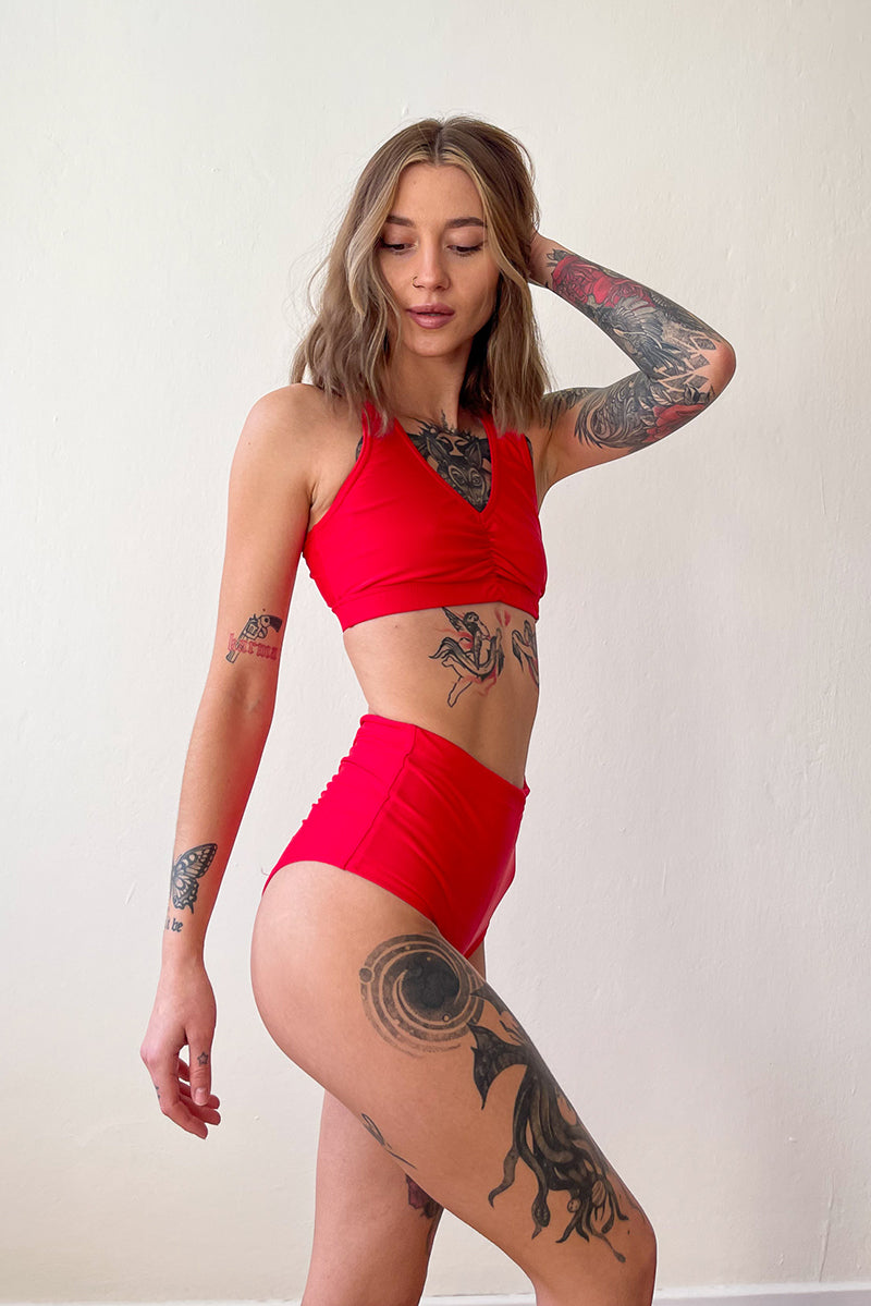 Pole Addict Scrunch Butt Basic High Waist Shorts - Red-Pole Addict-Pole Junkie