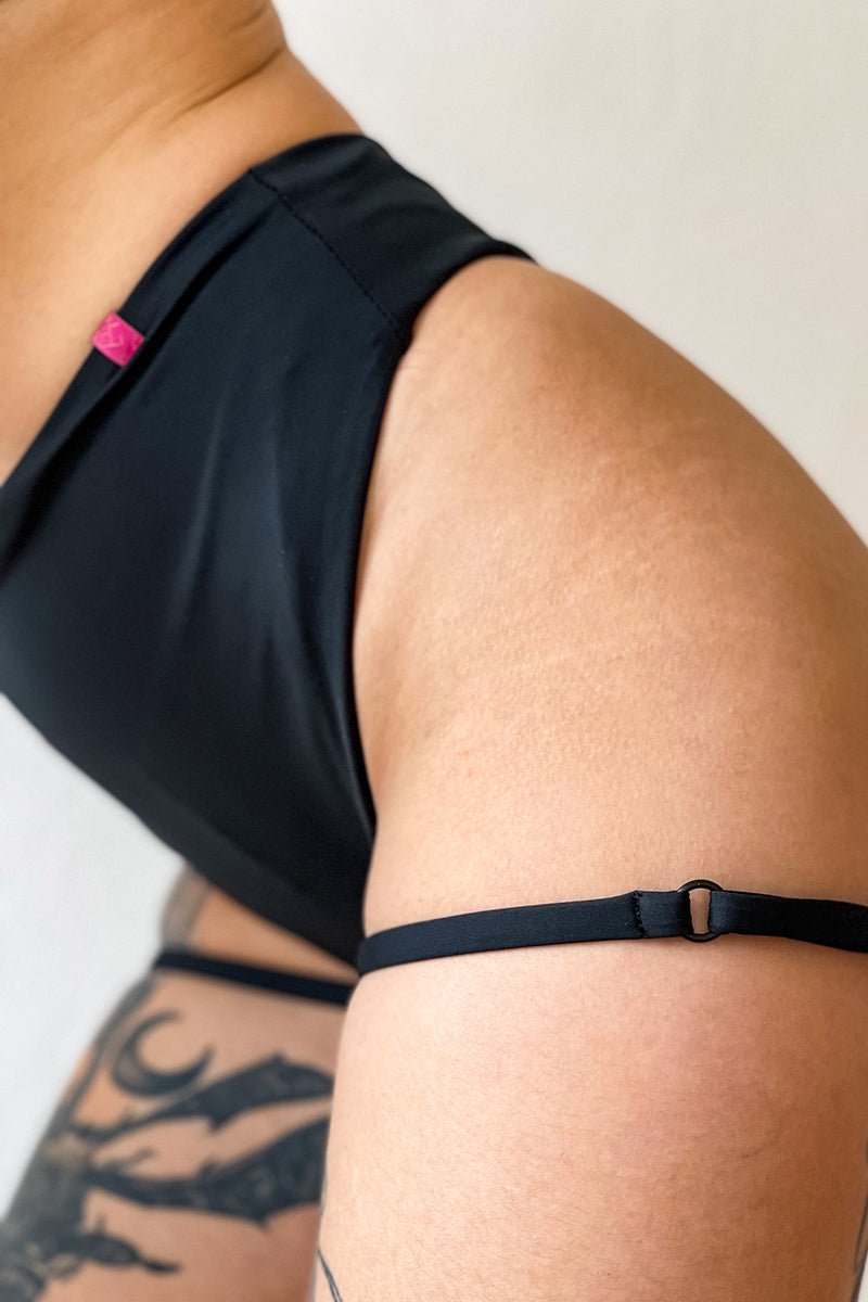 Pole Addict Bliss Adjustable Garter Shorts - Black-Pole Addict-Pole Junkie