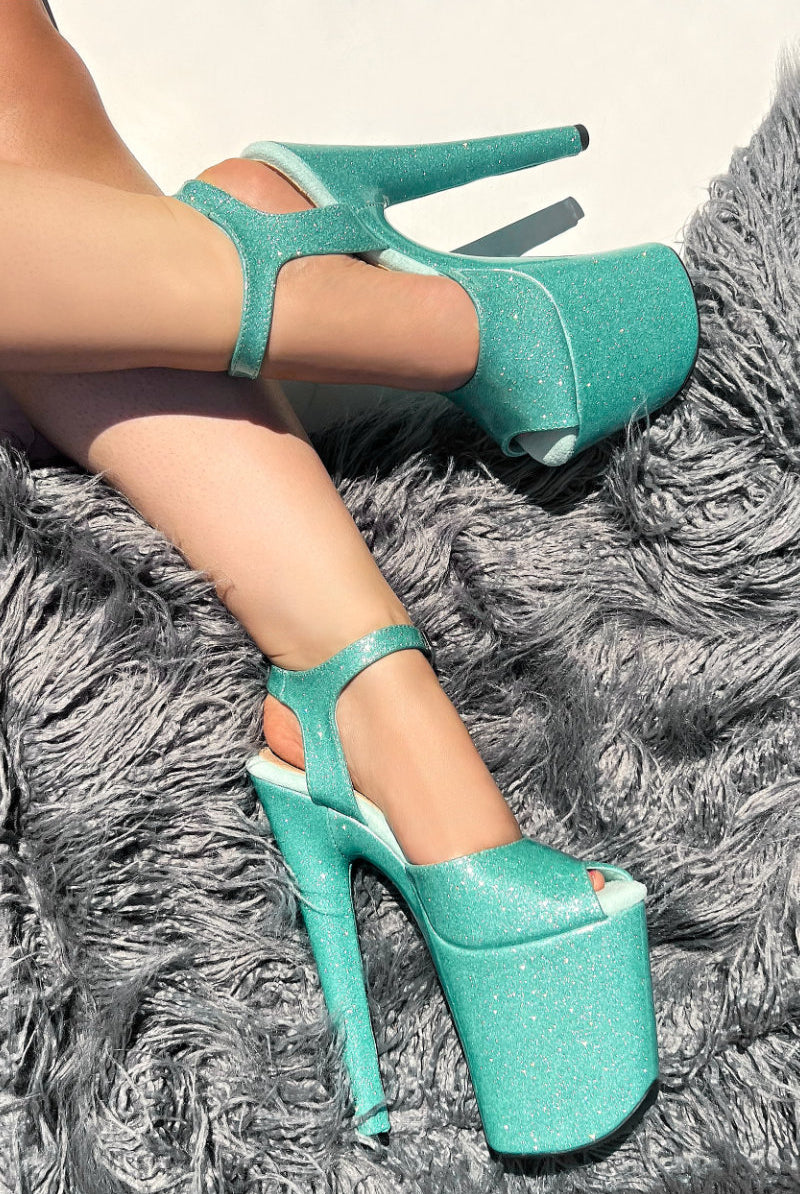 Hella Heels The Glitterati 8inch Stilettos - Baby Blues-Hella Heels-Pole Junkie