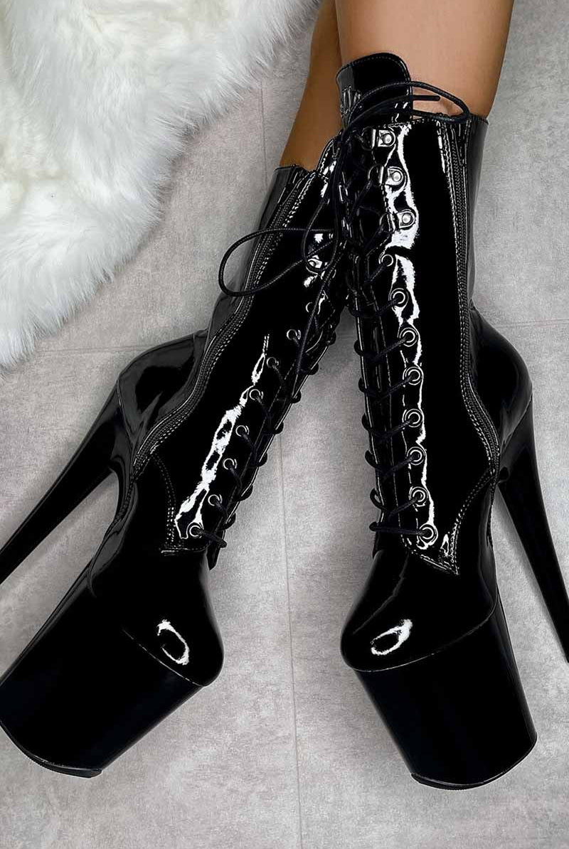 Hella Heels LipKit 8inch Boots - Black Beatles-Hella Heels-Pole Junkie