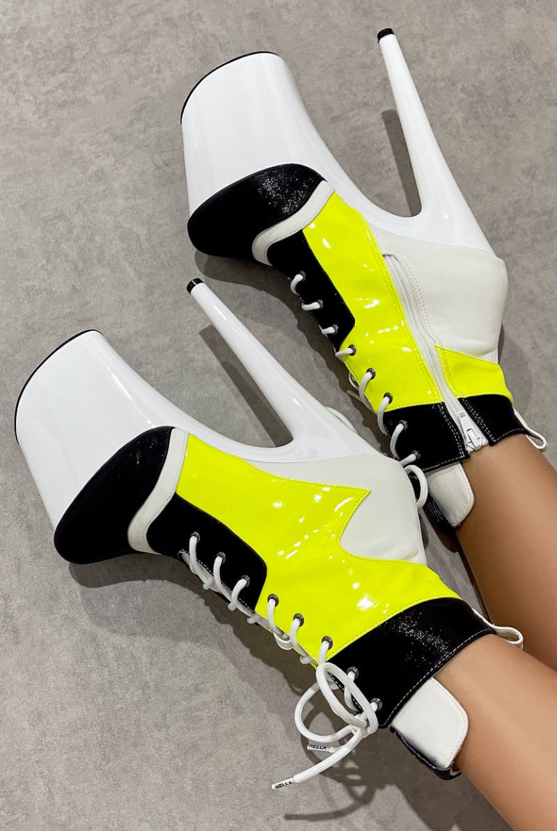 Hella Heels EmpireKicks Low Sneaker 8inch Boots - Atomic Neon Yellow-Hella Heels-Pole Junkie
