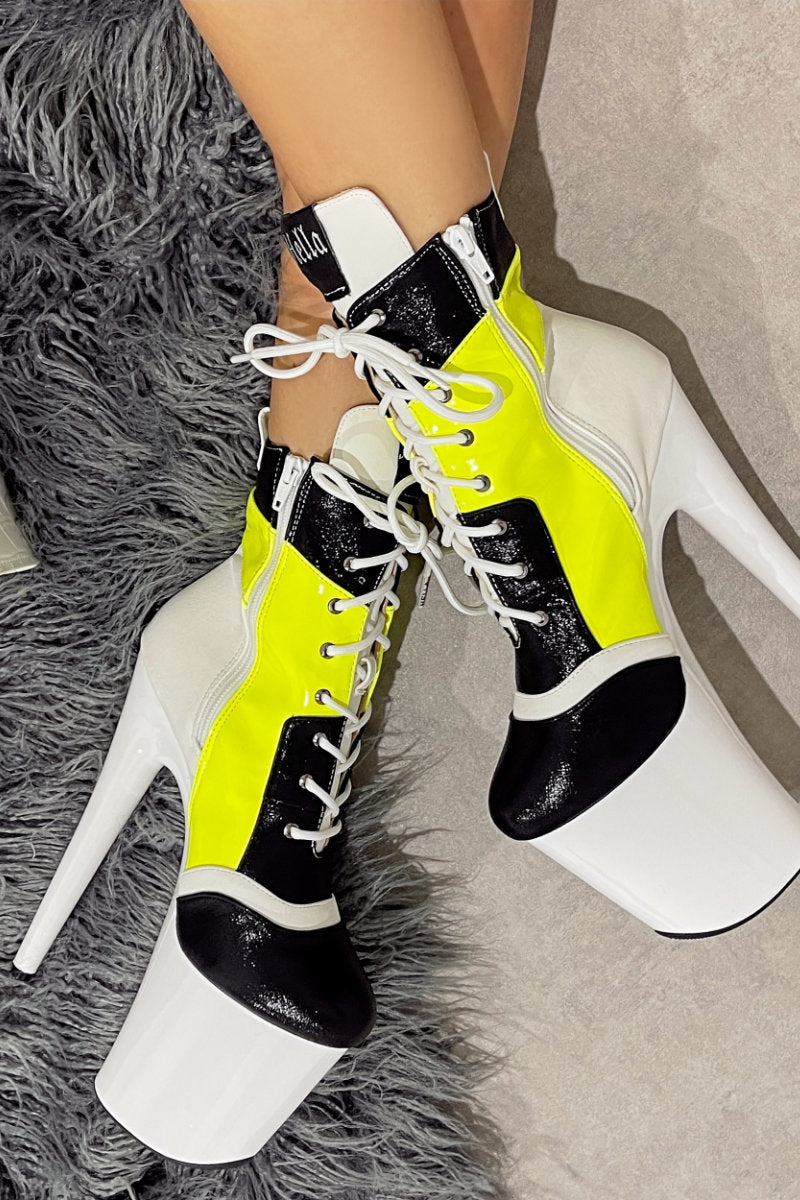 Hella Heels EmpireKicks Low Sneaker 8inch Boots - Atomic Neon Yellow-Hella Heels-Pole Junkie
