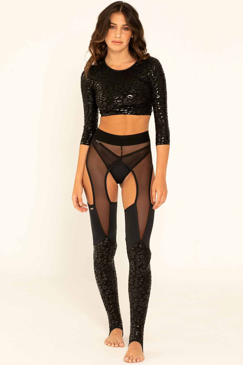 Paradise Chick Superhero Series Sticky Garter Leggings - Black Leopard-Paradise Chick-Pole Junkie