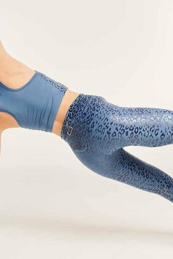 Paradise Chick Superhero Series Sticky High Waist Leggings - Dusty Blue Leopard-Paradise Chick-Pole Junkie