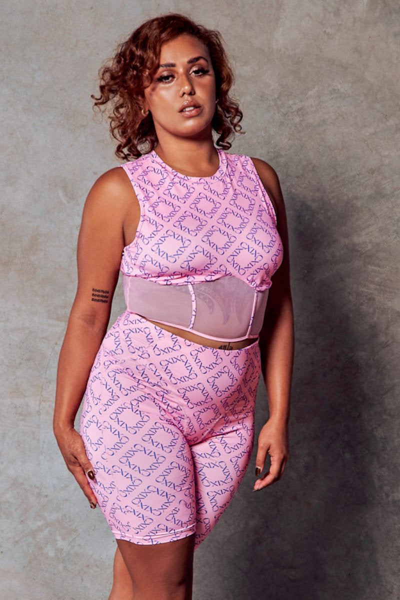 CXIX 119 Biker Shorts - Pink Print-Creatures of XIX-Pole Junkie