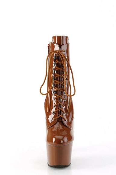 Pleaser USA Adore-1020 7inch Pleaser Boots - Patent Caramel-Pleaser USA-Pole Junkie