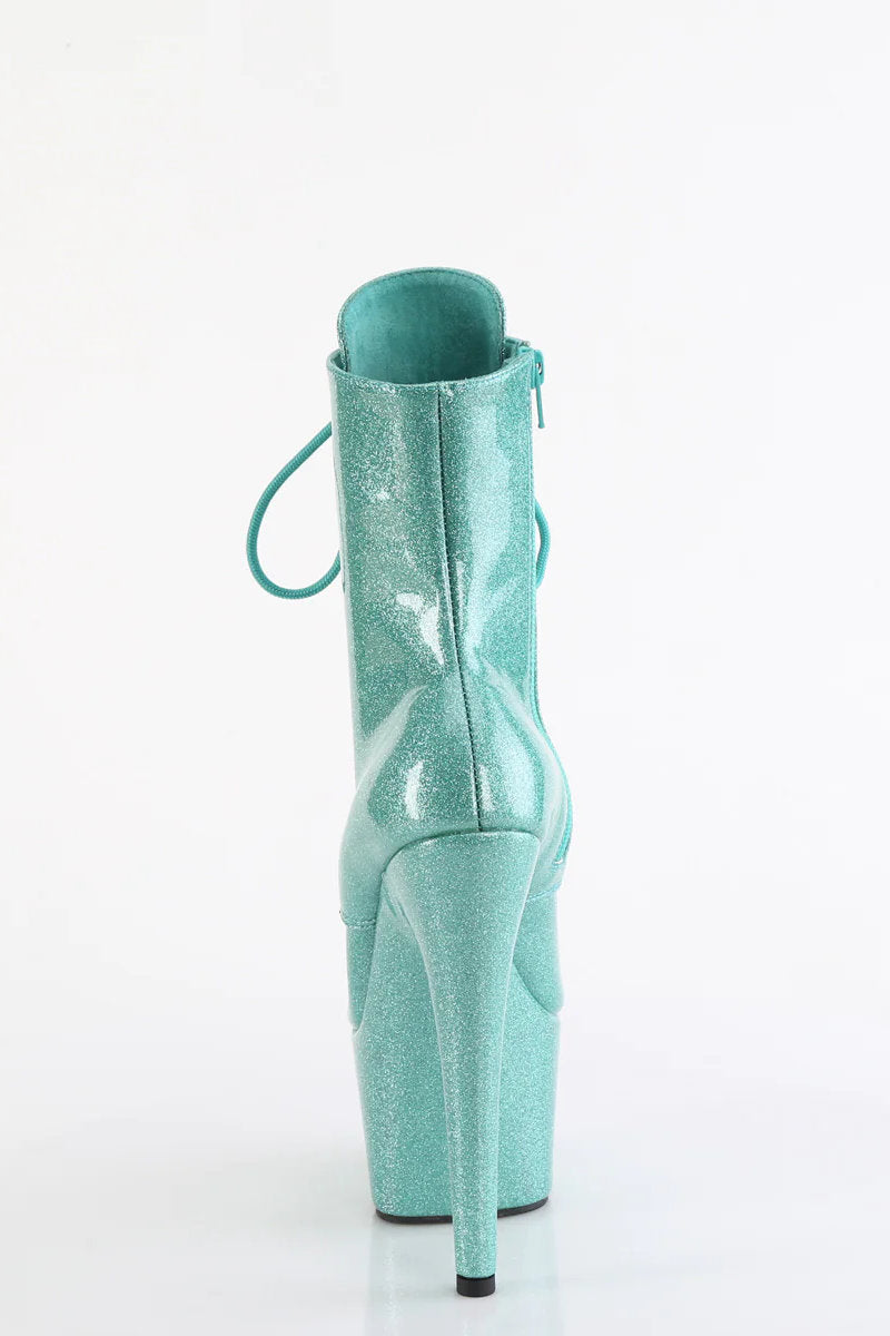 Pleaser USA Adore-1020GP 7inch Pleaser Boots - Aqua Glitter-Pleaser USA-Pole Junkie