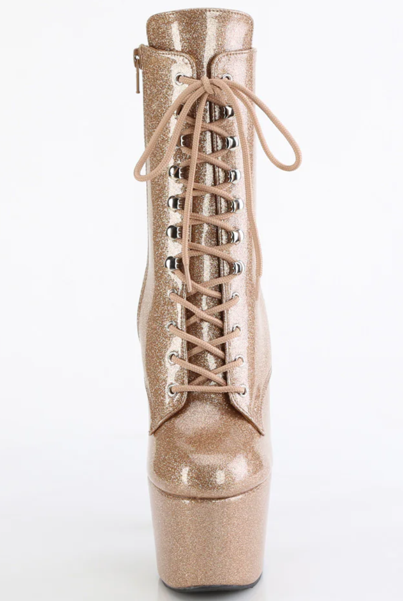 Pleaser USA Adore-1020GP 7inch Pleaser Boots - Gold Glitter-Pleaser USA-Pole Junkie