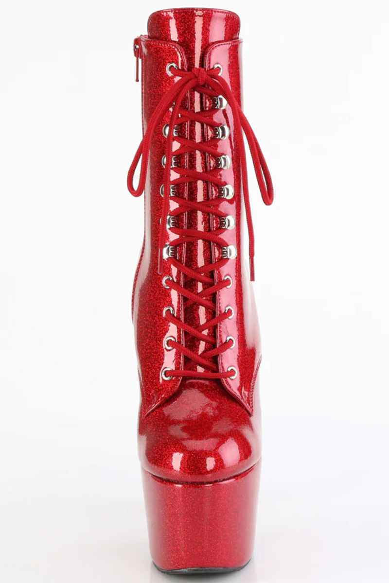 Pleaser USA Adore-1020GP 7inch Pleaser Boots - Ruby Glitter-Pleaser USA-Pole Junkie