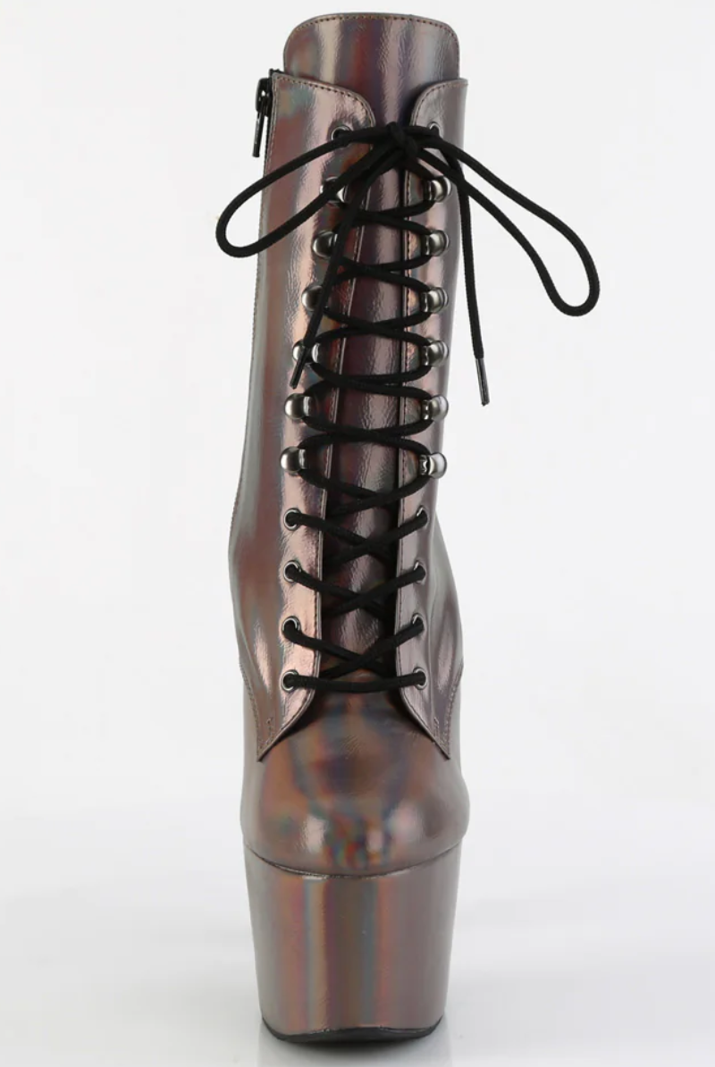 Pleaser USA Adore-1020HG 7inch Pleaser Boots - Holographic Gun Metal-Pleaser USA-Pole Junkie