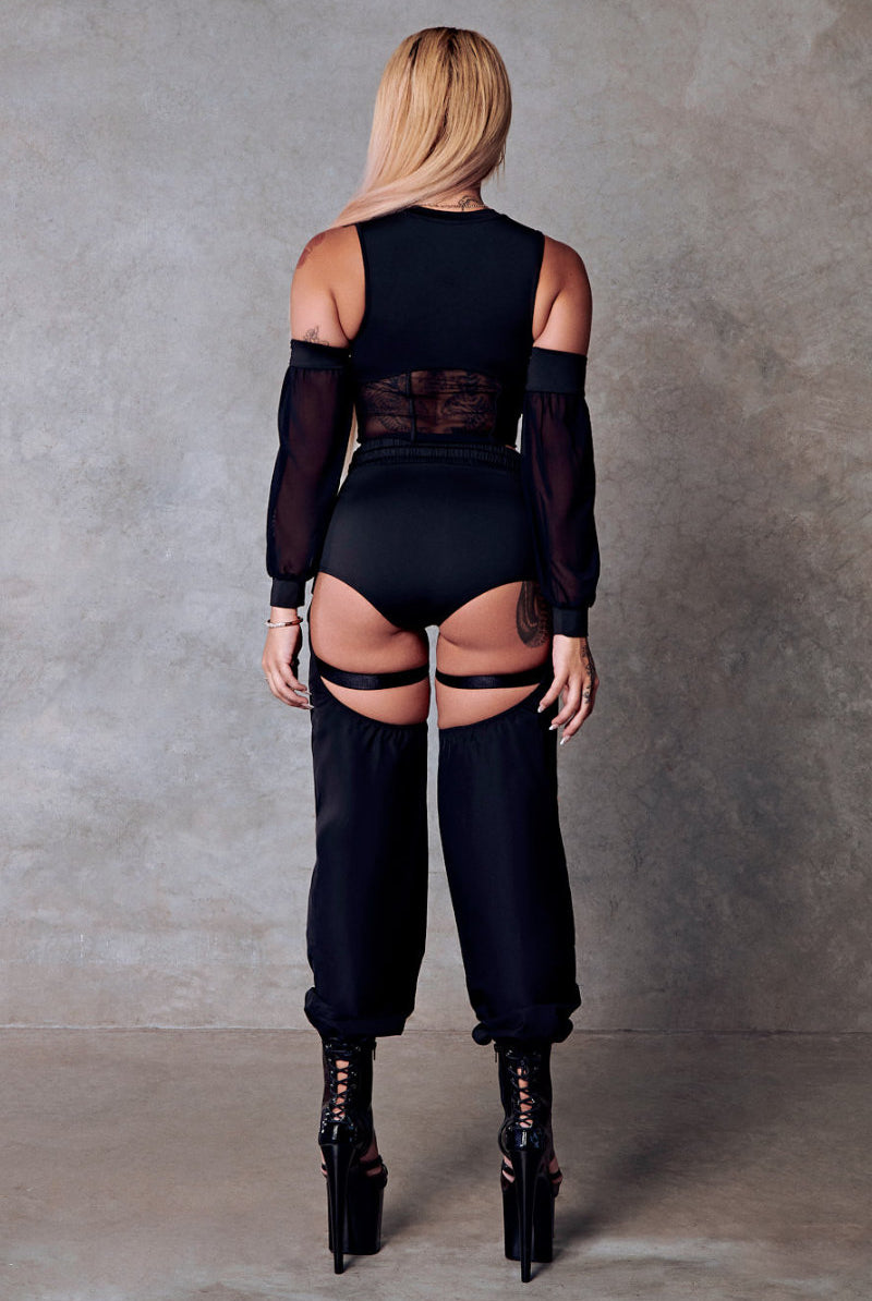 CXIX 119 Corset Top with Sleeves - Black-Creatures of XIX-Pole Junkie