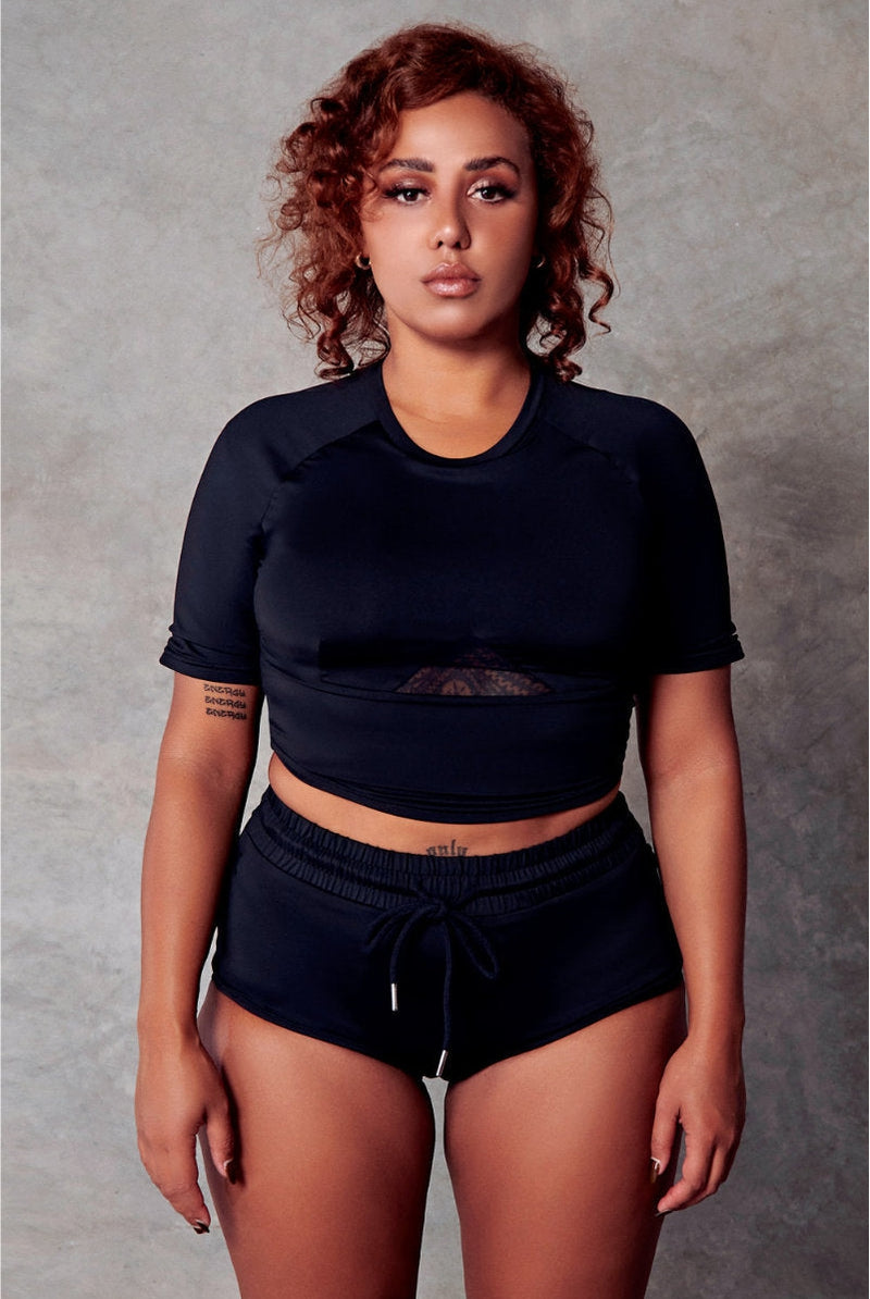 CXIX 119 Statement Crop Tee - Black-Creatures of XIX-Pole Junkie