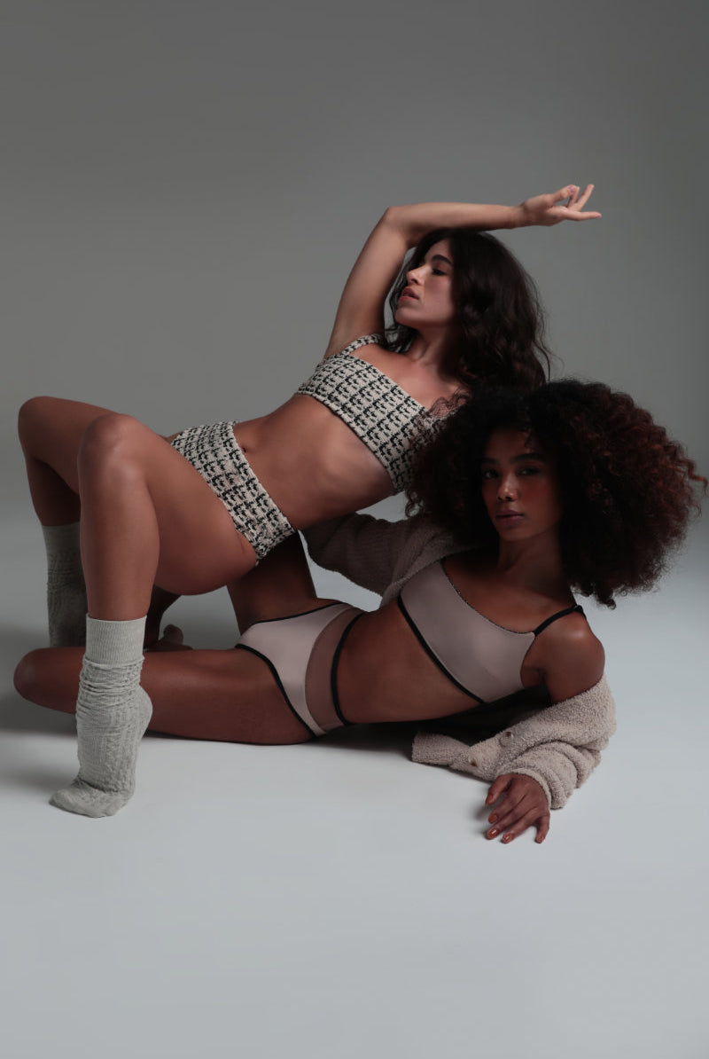 Rolling Cinque Tweed High Waist Shorts - Tweed-Rolling-Pole Junkie