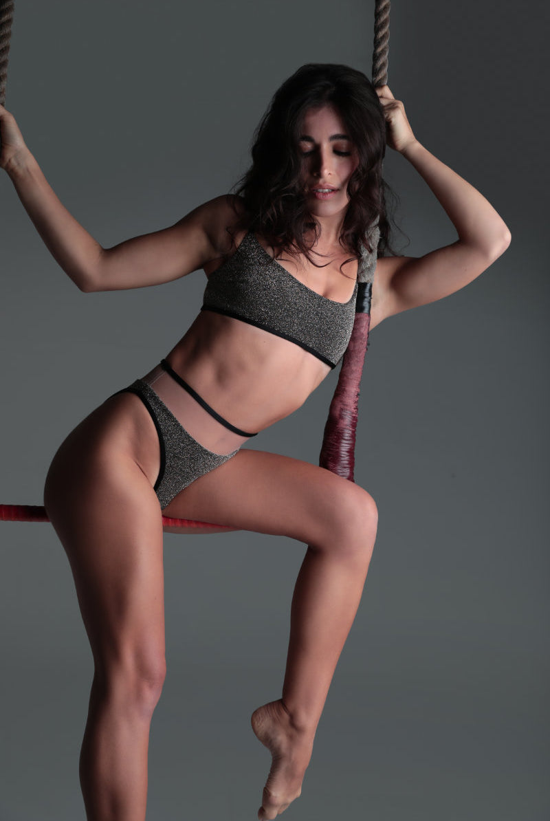 Rolling Vento Glam Reversible Top - Black Lurex / Beige-Rolling-Pole Junkie