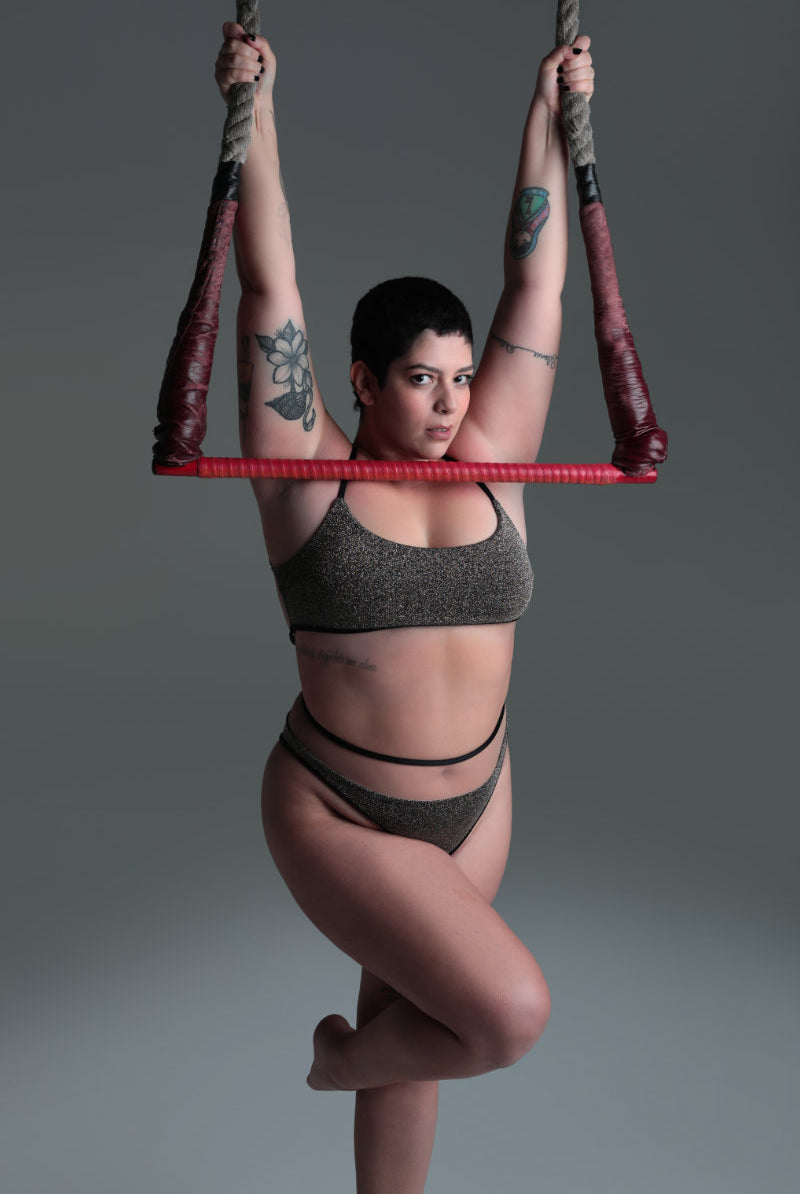 Rolling Vento Glam Reversible Bottoms - Black Lurex / Beige-Rolling-Pole Junkie