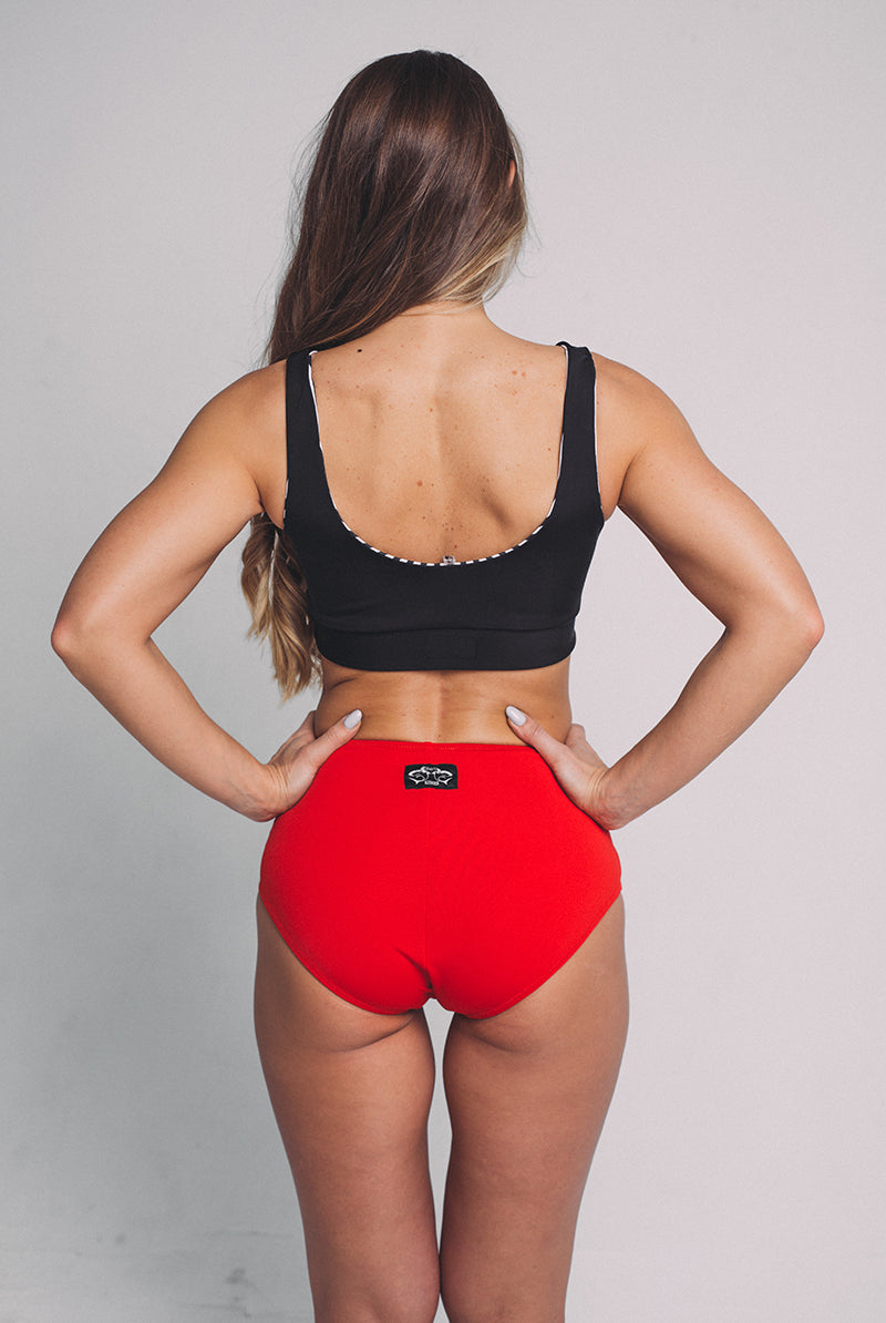 Shark Polewear High Waist Shorts - Red-Shark Polewear-Pole Junkie