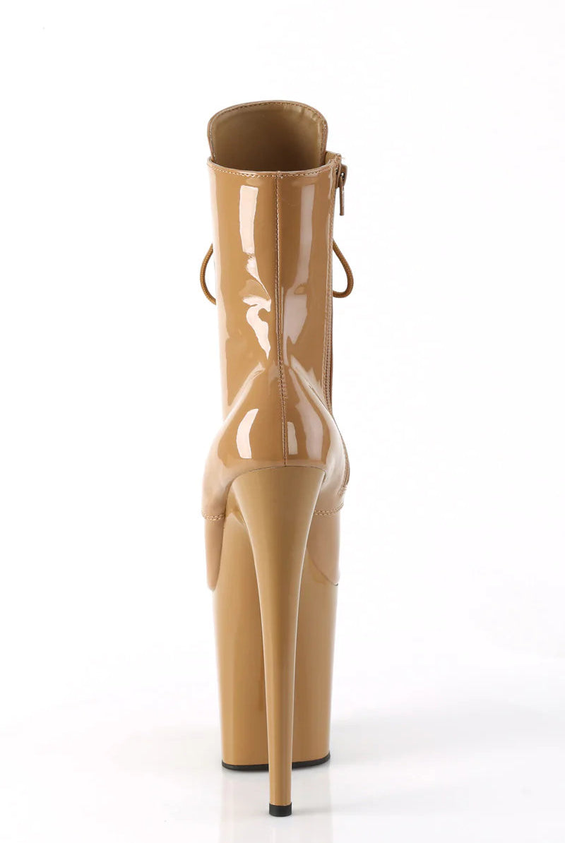 Pleaser USA Flamingo-1020 8inch Pleaser Boots - Patent Toffee-Pleaser USA-Pole Junkie
