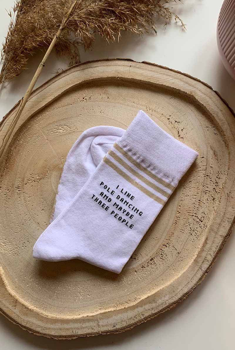 REV ACTIV I Like Pole Dancing Socks - White-REV ACTIV-Pole Junkie
