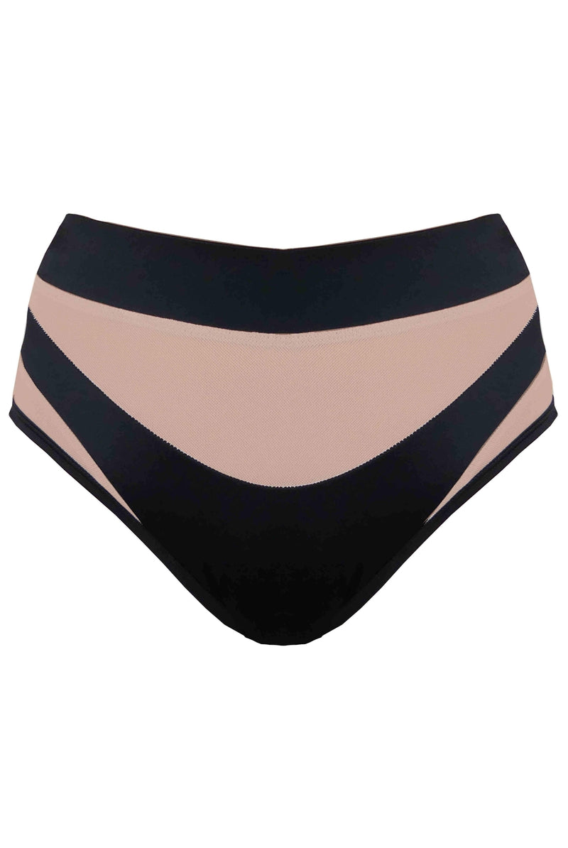 CXIX I S I S High Waisted Bottoms - Black with Sand Mesh-Creatures of XIX-Pole Junkie