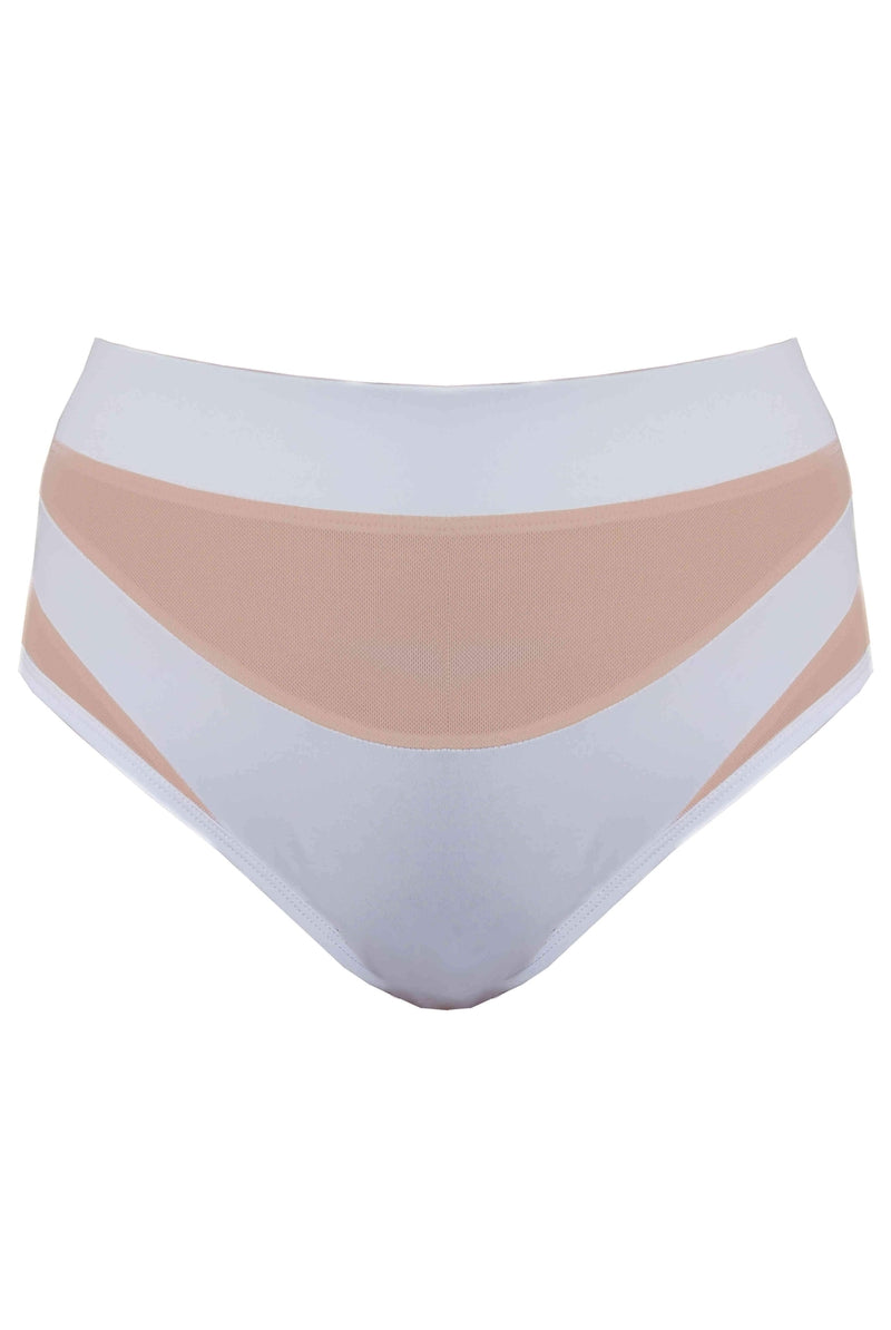 CXIX I S I S High Waisted Bottoms - White with Sand Mesh-Creatures of XIX-Pole Junkie