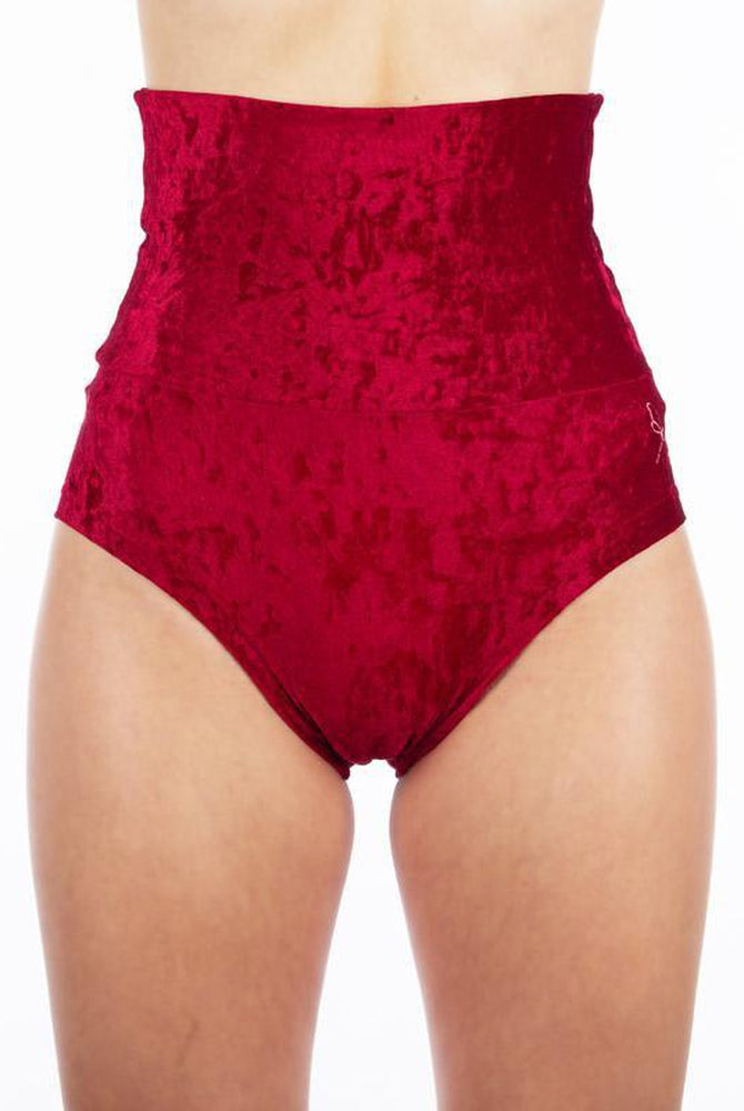 Dragonfly Betty High-Waisted Shorts - Velvet Red-Dragonfly-Pole Junkie