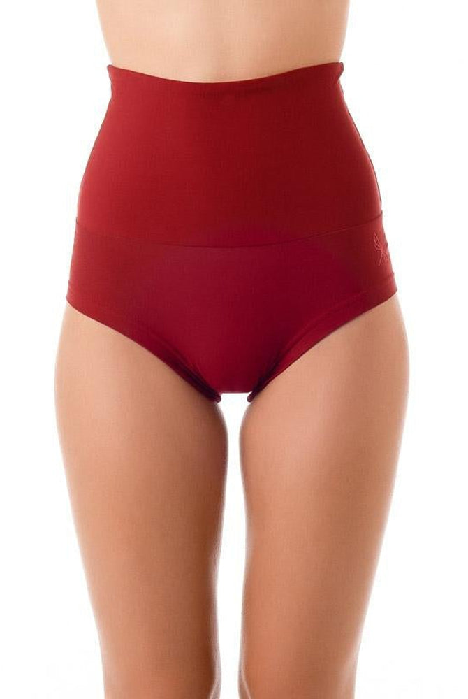 Dragonfly Betty High-Waisted Shorts - Burgundy-Dragonfly-Pole Junkie