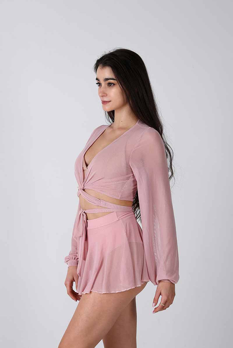 REV ACTIV Mesh Wrap Blouse - Pink-REV ACTIV-Pole Junkie