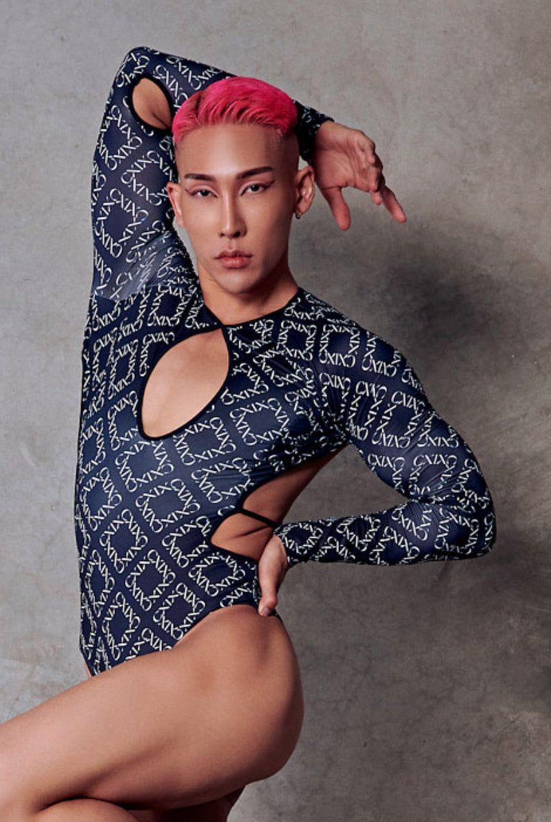 CXIX 119 Plunge Bodysuit - Black Print-Creatures of XIX-Pole Junkie