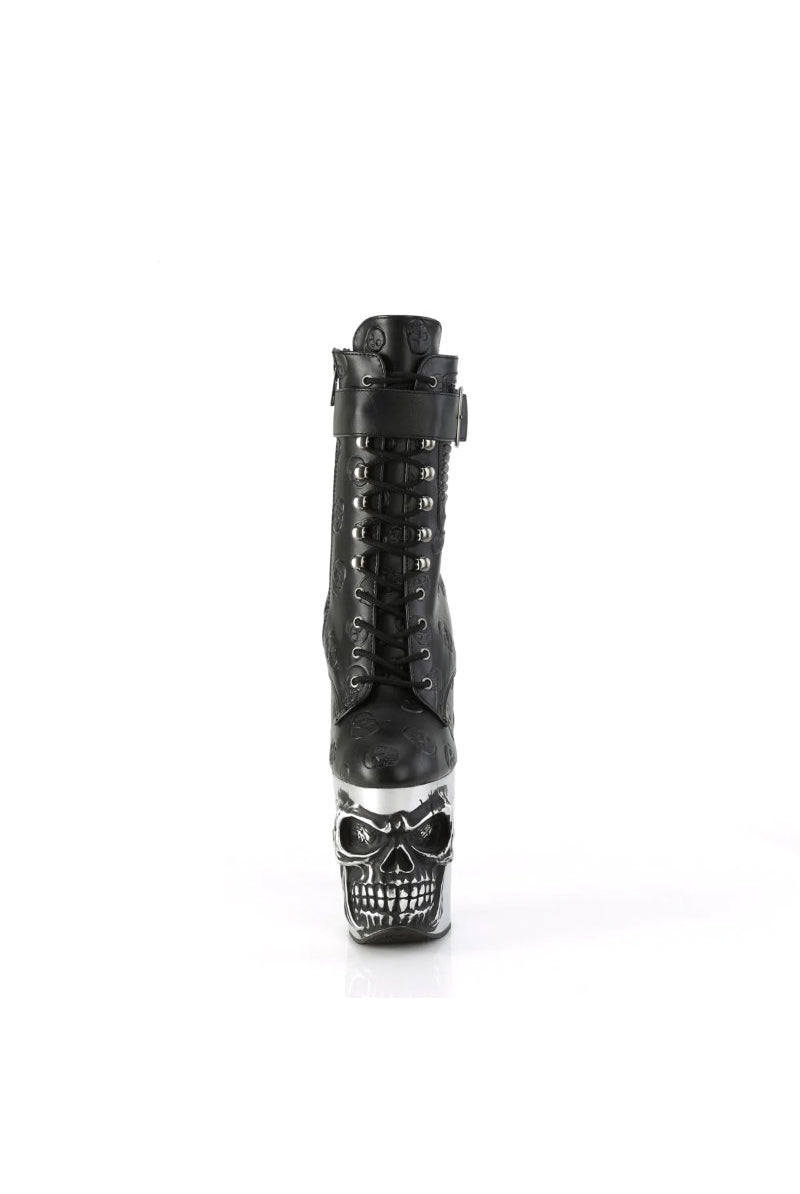 Pleaser USA Rapture-1020STR-02 8inch Pleaser Boots - Matte Black/Silver-Pleaser USA-Pole Junkie