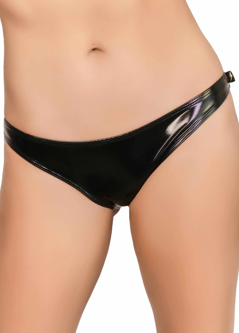 Cleo the Hurricane Heroine Liquid Scanty Pants - Black-Cleo the Hurricane-Pole Junkie