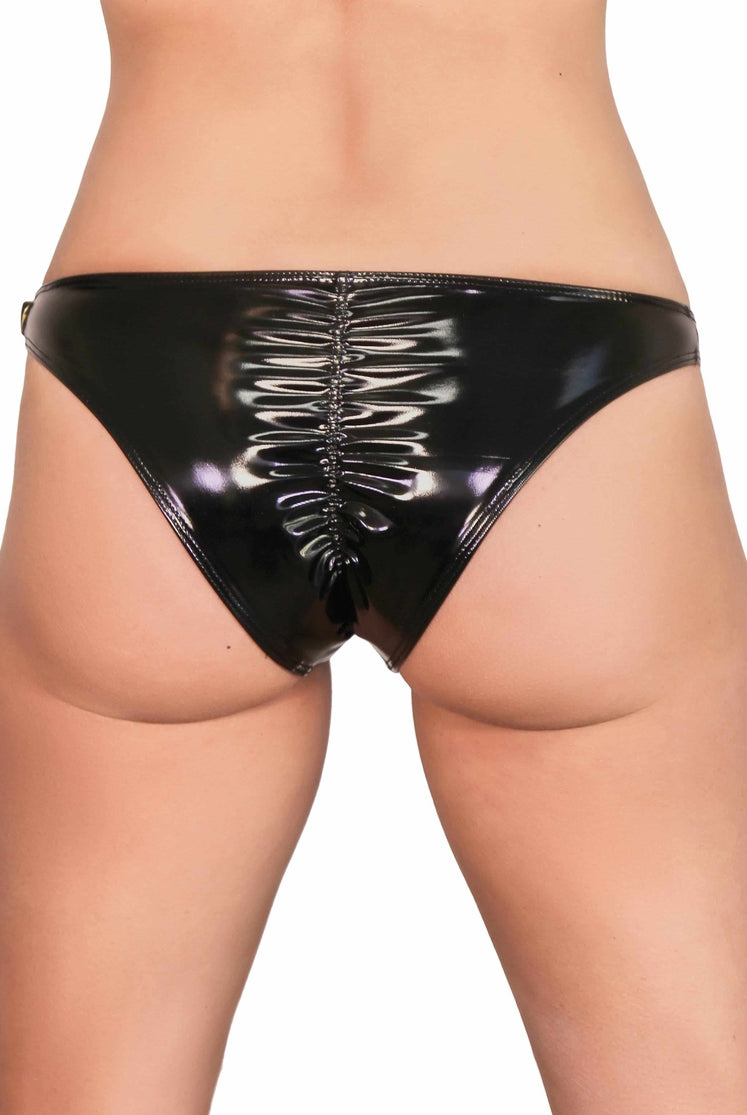 Cleo the Hurricane Heroine Liquid Scanty Pants - Black-Cleo the Hurricane-Pole Junkie