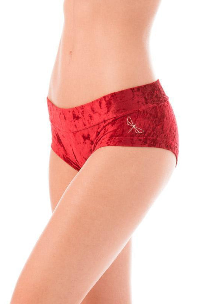 Dragonfly Hot Pants - Velvet Red-Dragonfly-Pole Junkie