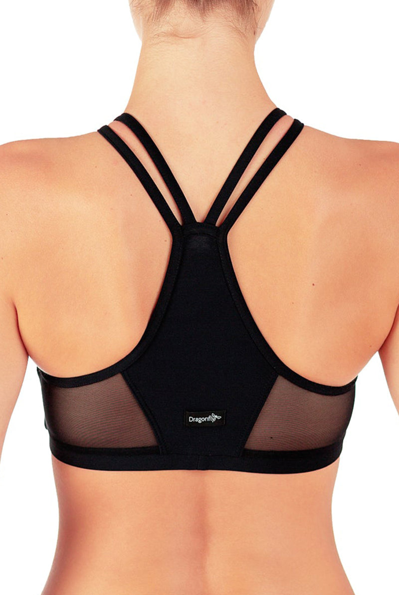 Dragonfly Victoria Sports Bra - Black Mesh-Dragonfly-Pole Junkie