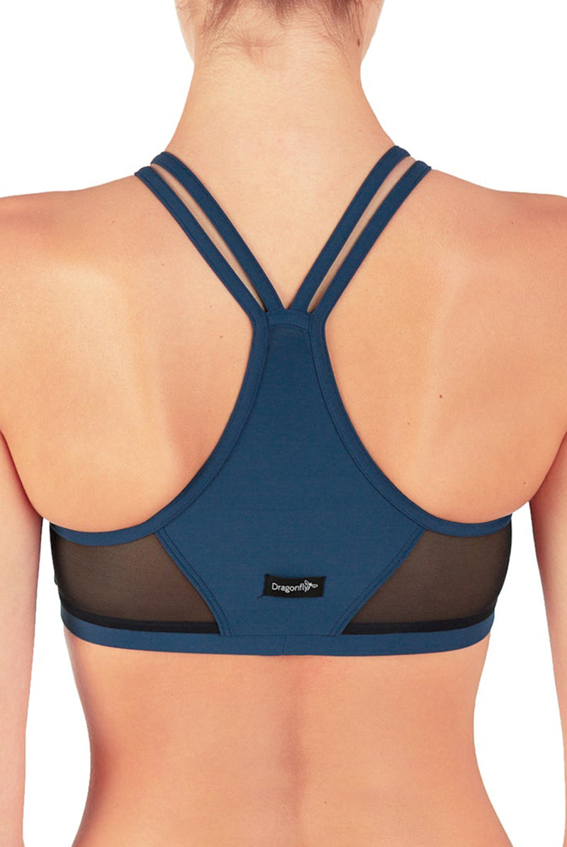 Dragonfly Victoria Sports Bra - Petrol Mesh-Dragonfly-Pole Junkie