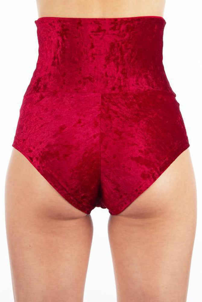 Dragonfly Betty High-Waisted Shorts - Velvet Red-Dragonfly-Pole Junkie