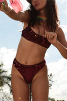 Rolling Vento Bottoms - Burgundy Sequin-Rolling-Pole Junkie