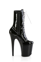 Pleaser USA Flamingo-1040TT 8inch Pleaser Boots - Patent Black/White-Pleaser USA-Pole Junkie