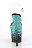 Pleaser USA Flamingo-808SS 8inch Pleasers - Black/Turquoise Glitter-Pleaser USA-Pole Junkie