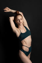 Hamade Activewear Asymmetric One Shoulder Top - Peacock-Hamade Activewear-Pole Junkie