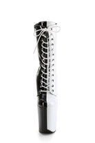 Pleaser USA Flamingo-1040TT 8inch Pleaser Boots - Patent Black/White-Pleaser USA-Pole Junkie