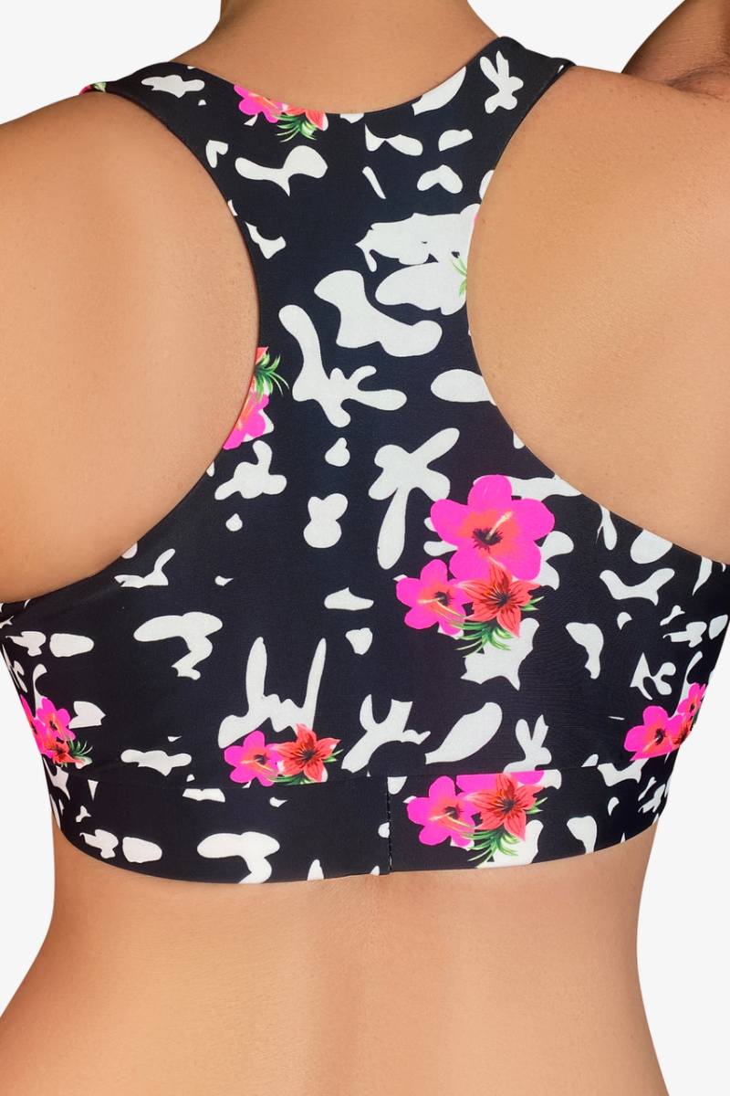 Cleo the Hurricane Twist Sports Bra - Pink Hibiscus-Cleo the Hurricane-Pole Junkie