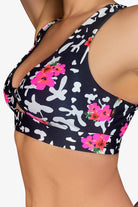 Cleo the Hurricane Twist Sports Bra - Pink Hibiscus-Cleo the Hurricane-Pole Junkie