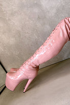 Hella Heels LipKit Thigh High Front Lace 7inch Boots - Candy Shop-Hella Heels-Pole Junkie