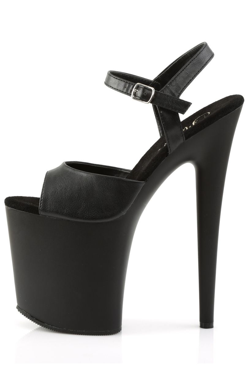 Pleaser USA Flamingo-809 Faux Leather 8inch Pleasers - Matte Black-Pleaser USA-Pole Junkie