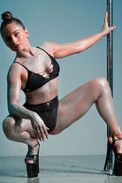 RAD Nib Leopard Top - Black Glitter-RAD-Pole Junkie