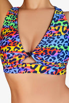 Cleo the Hurricane Twist Sports Bra - Multi Leopard-Cleo the Hurricane-Pole Junkie