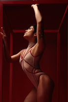 Rolling Vertigo Bodysuit - Beige/Cherry-Rolling-Pole Junkie