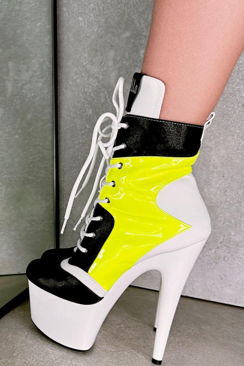 Hella Heels EmpireKicks Low Sneaker 7inch Boots - Atomic Neon Yellow-Hella Heels-Pole Junkie