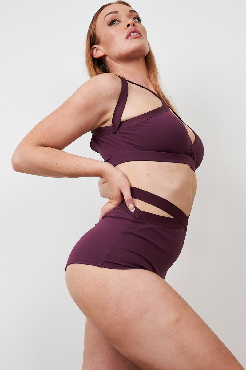 Lunalae Tia Strappy Crossover Top - Recycled Mulberry-Lunalae-Pole Junkie
